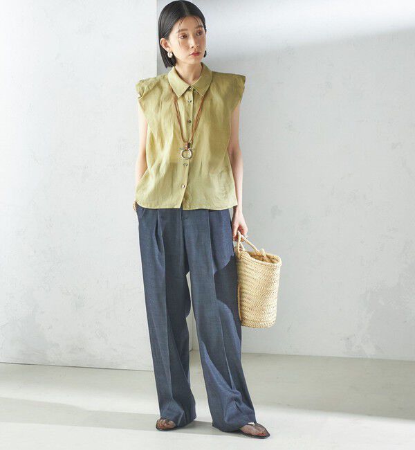 SHIPS for women「〈手洗い可能〉デニムライク 2タック ワイド パンツ」|その他|