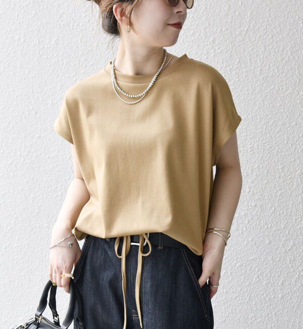 SHIPS any「SHIPS any:〈接触冷感/汗染み防止加工/洗濯機可能〉ドロスト フレンチスリーブ TEE」|Tシャツ・カットソー|