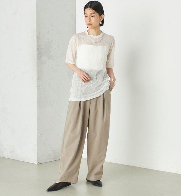 SHIPS for women「《予約》Wai＋:〈手洗い可能〉クリンクル シアー ショート スリーブ プルオーバー」|ニット・セーター|