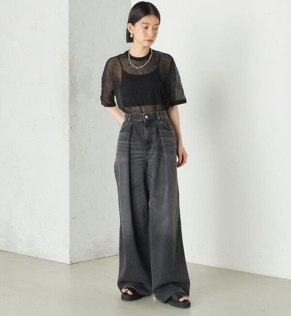 SHIPS for women「《予約》Wai＋:〈手洗い可能〉クリンクル シアー ショート スリーブ プルオーバー」|ニット・セーター|