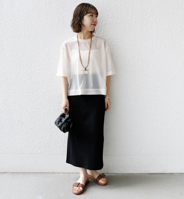 SHIPS for women「〈手洗い可能〉シアー トリコット ショート スリーブ プルオーバー」|Tシャツ・カットソー|