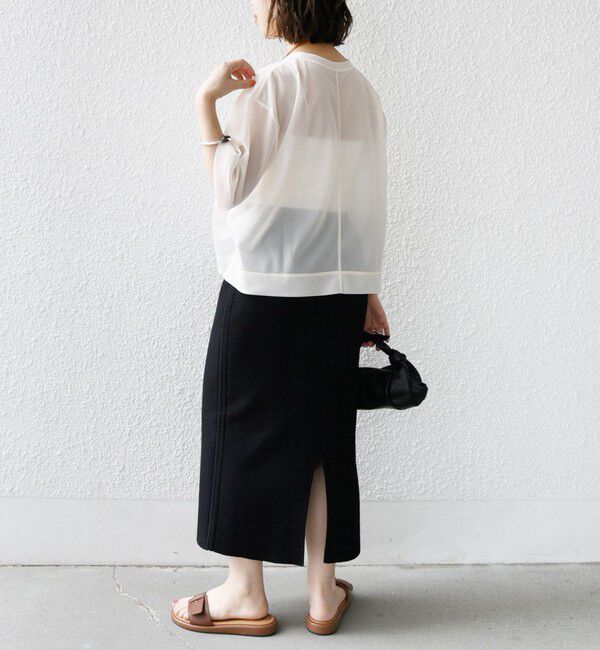 SHIPS for women「〈手洗い可能〉シアー トリコット ショート スリーブ プルオーバー」|Tシャツ・カットソー|