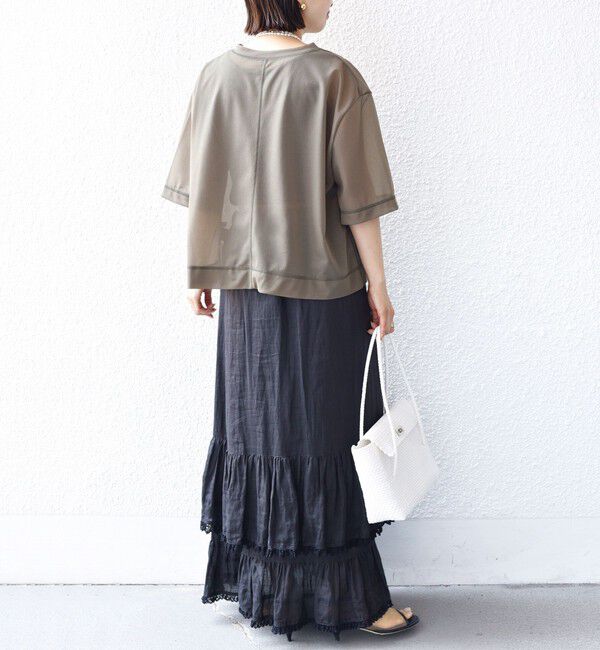 SHIPS for women「〈手洗い可能〉シアー トリコット ショート スリーブ プルオーバー」|Tシャツ・カットソー|