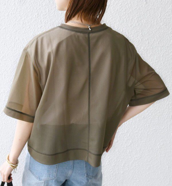 SHIPS for women「〈手洗い可能〉シアー トリコット ショート スリーブ プルオーバー」|Tシャツ・カットソー|