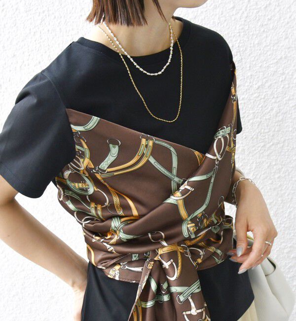 SHIPS for women「【WEB限定】〈手洗い可能〉スカーフ コンビ TEE」|Tシャツ・カットソー|