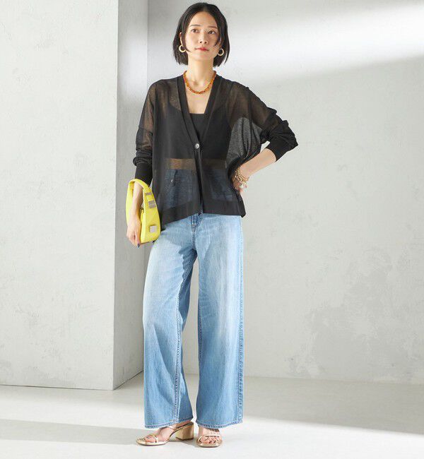 SHIPS for women「〈手洗い可能〉18G コットン ナイロン Vネック 1 ボタン カーディガン」|カーディガン|