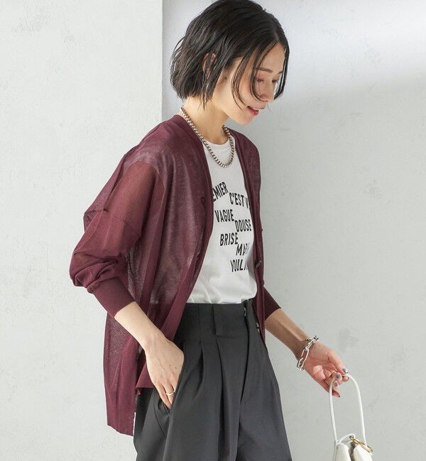 SHIPS for women「〈手洗い可能〉18G コットン ナイロン Vネック 1 ボタン カーディガン」|カーディガン|