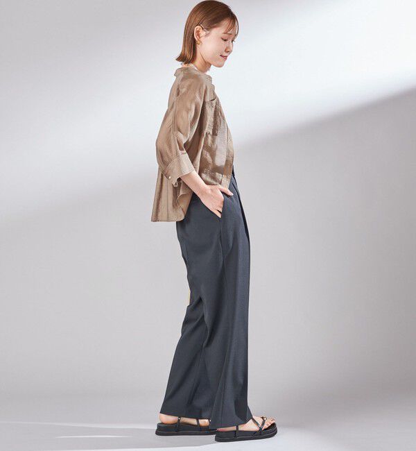 SHIPS for women「〈UVカット / 吸水速乾 / 手洗い可能〉合繊 タック センター プレス パンツ」|スラックス|