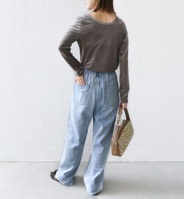 SHIPS for women「〈手洗い可能〉シアー トリコット  ポリエステル ベロア 前後2WAY ロングスリーブ」|Tシャツ・カットソー|