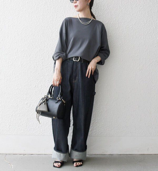 SHIPS any「SHIPS any:〈接触冷感/汗染み防止加工/洗濯機可能〉ボートネック ワイド ロンTEE」|Tシャツ・カットソー|