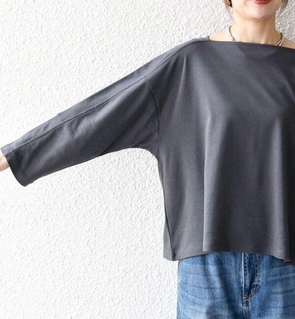 SHIPS any「SHIPS any:〈接触冷感/汗染み防止加工/洗濯機可能〉ボートネック ワイド ロンTEE」|Tシャツ・カットソー|