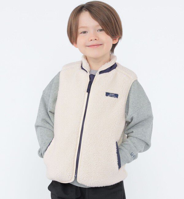SHIPS KIDS「SHIPS KIDS:100～130cm/〈洗濯機可能〉ボア リバーシブル ベスト」|ダウンベスト・ベスト|