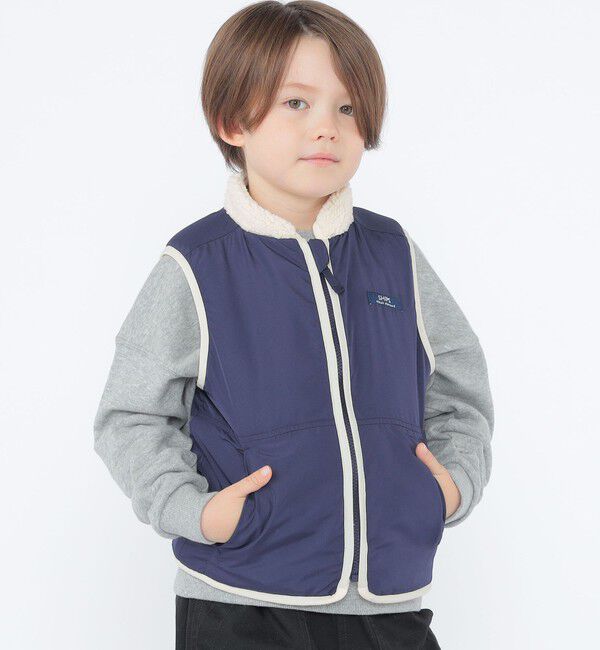 SHIPS KIDS「SHIPS KIDS:100～130cm/〈洗濯機可能〉ボア リバーシブル ベスト」|ダウンベスト・ベスト|