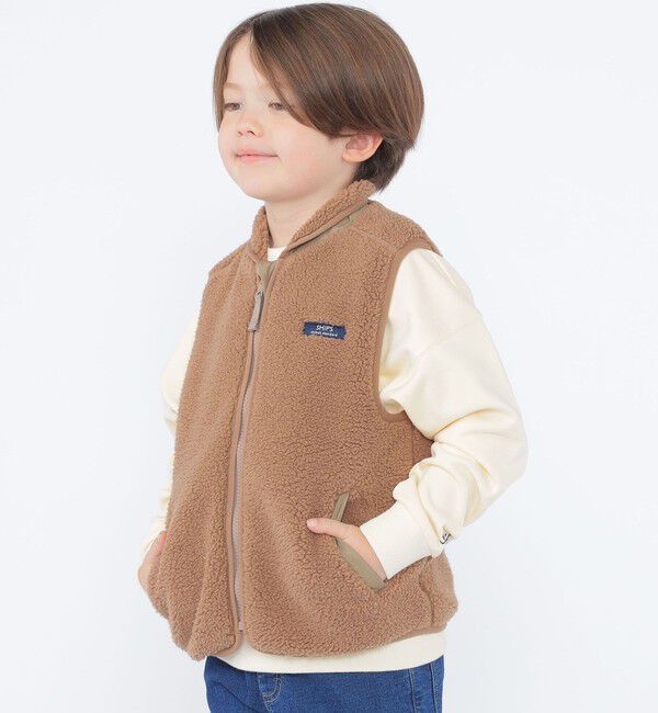 SHIPS KIDS「SHIPS KIDS:100～130cm/〈洗濯機可能〉ボア リバーシブル ベスト」|ダウンベスト・ベスト|
