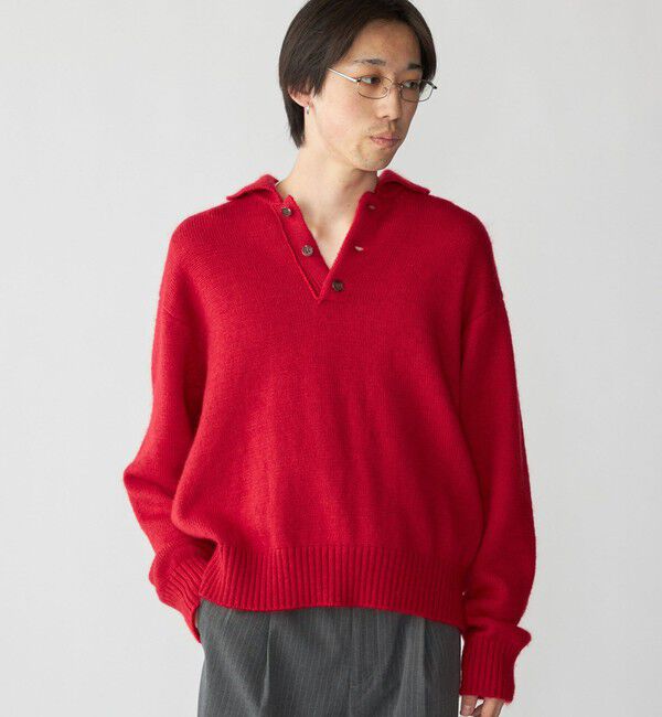 SHIPS「【City Ambient Products別注】tone: POLO SWEATER」|ニット・セーター|レッド