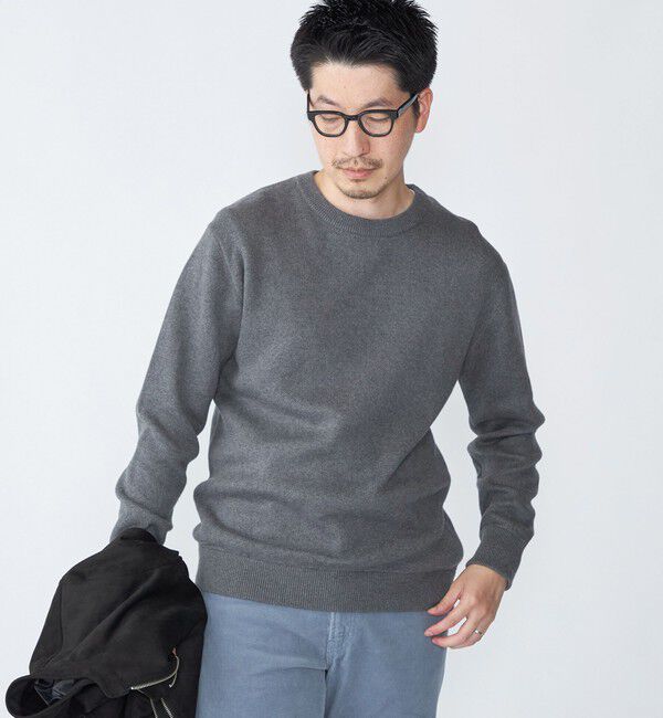 SHIPS「SHIPS:〈洗濯機可能〉 コットン カシミヤ ソリッド クルーネック ニット」|ニット・セーター|ダークグレー