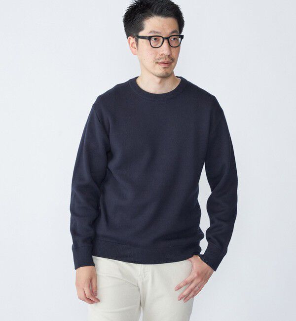 SHIPS「SHIPS:〈洗濯機可能〉 コットン カシミヤ ソリッド クルーネック ニット」|ニット・セーター|ネイビー