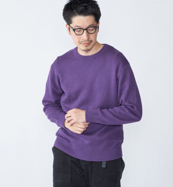 SHIPS「SHIPS:〈洗濯機可能〉 コットン カシミヤ ソリッド クルーネック ニット」|ニット・セーター|パープル