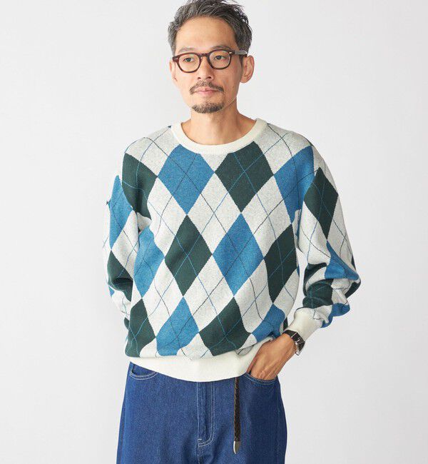 SHIPS「SHIPS: 12ゲージ アーガイル クルーネック ニット」|ニット・セーター|