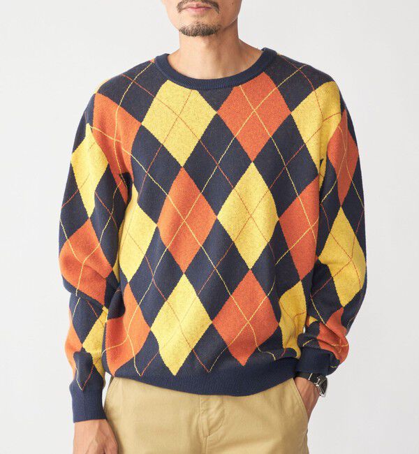 SHIPS「SHIPS: 12ゲージ アーガイル クルーネック ニット」|ニット・セーター|ネイビー