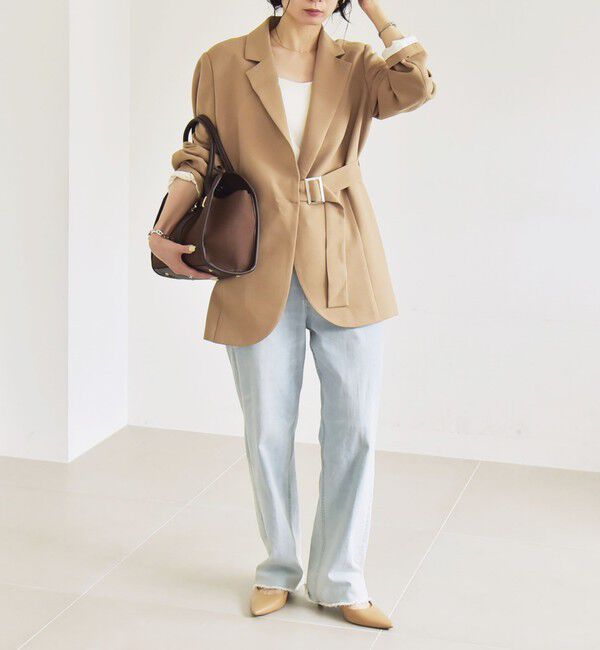 quaranciel「quaranciel:〈洗濯機可能〉ダブルクロス ベルト デザイン 3way テーラード ジャケット」|テーラードジャケット|