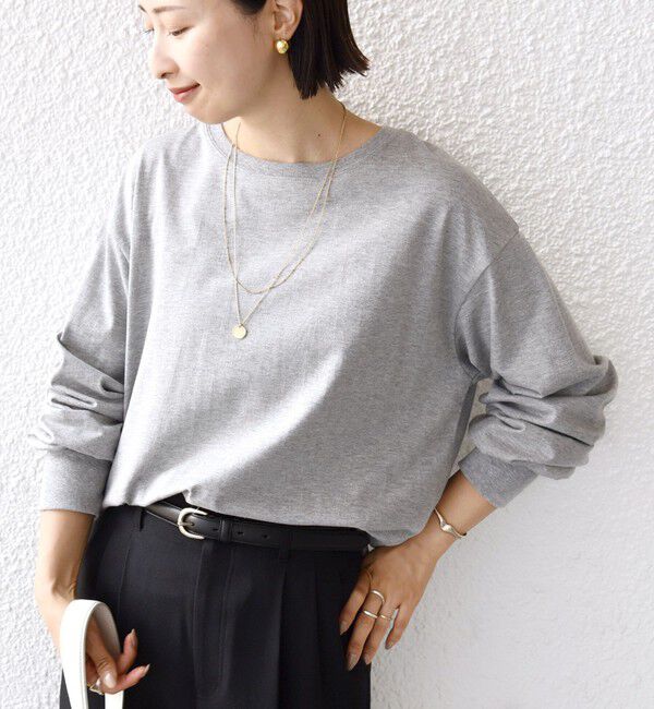 SHIPS for women「コットン 天竺 ラウンド ヘム 袖 リブ カットソー」|Tシャツ・カットソー|