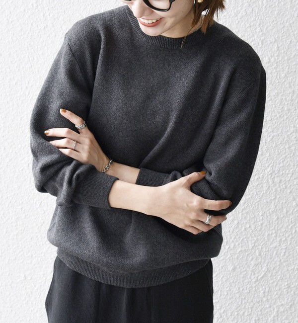 SHIPS any「SHIPS any:〈手洗い可能〉コットン カシミヤ スウェットライク ニット 25AW◇」|ニット・セーター|ダークグレー