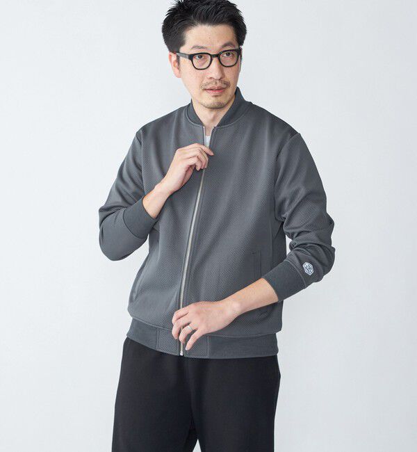 SHIPS「【WEB限定】SHIPS: ツイル ダンボール ニット MA-1 ブルゾンジャケット」|ミリタリージャケット|チャコールグレー