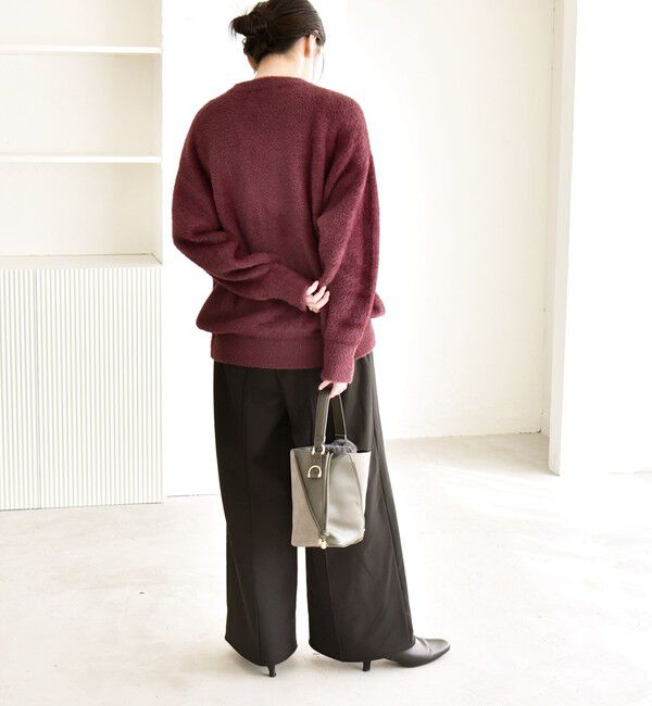 quaranciel「quaranciel:〈手洗い可能〉ファーライク クルーネック ニット プルオーバー」|ニット・セーター|