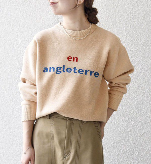 SHIPS any「SHIPS any:〈手洗い可能〉モールヤーン クルーネック ロゴ 千鳥柄 プルオーバー」|ニット・セーター|