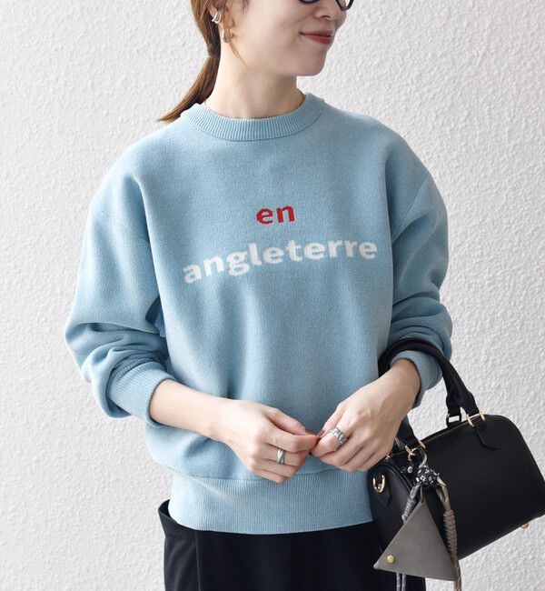 SHIPS any「SHIPS any:〈手洗い可能〉モールヤーン クルーネック ロゴ 千鳥柄 プルオーバー」|ニット・セーター|