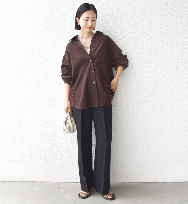 SHIPS for women「【WEB限定】〈洗濯機可能〉コーデュロイ ギャザー シャツ 羽織」|シャツ・ブラウス|