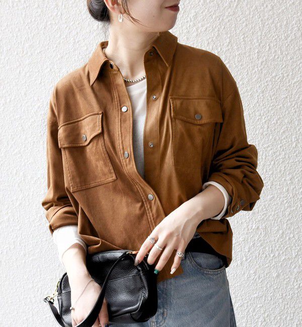 SHIPS any「SHIPS any: ポリエステル スエード ショート シャツ ジャケット」|その他|キャメル