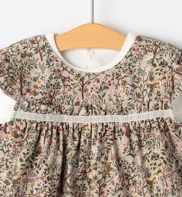 SHIPS KIDS「SHIPS KIDS:70～80cm / コーデュロイ ジャンスカ&times; テレコ ロンパース セット」|ロンパース|