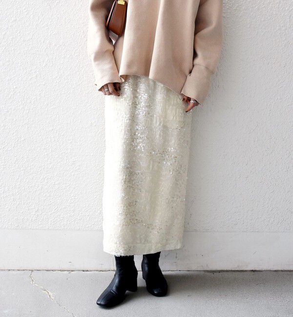 SHIPS any「SHIPS any: スパンコール ジャカード Iライン イージー スカート」|スカート|クリーム