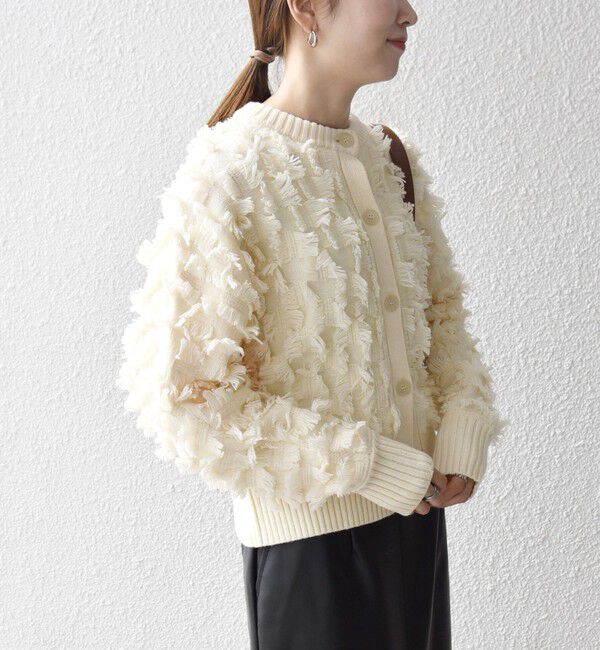 SHIPS any「SHIPS any:〈手洗い可能〉フリンジ デザイン ドルマン ニット カーディガン」|カーディガン|