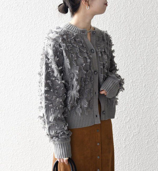 SHIPS any「SHIPS any:〈手洗い可能〉フリンジ デザイン ドルマン ニット カーディガン」|カーディガン|