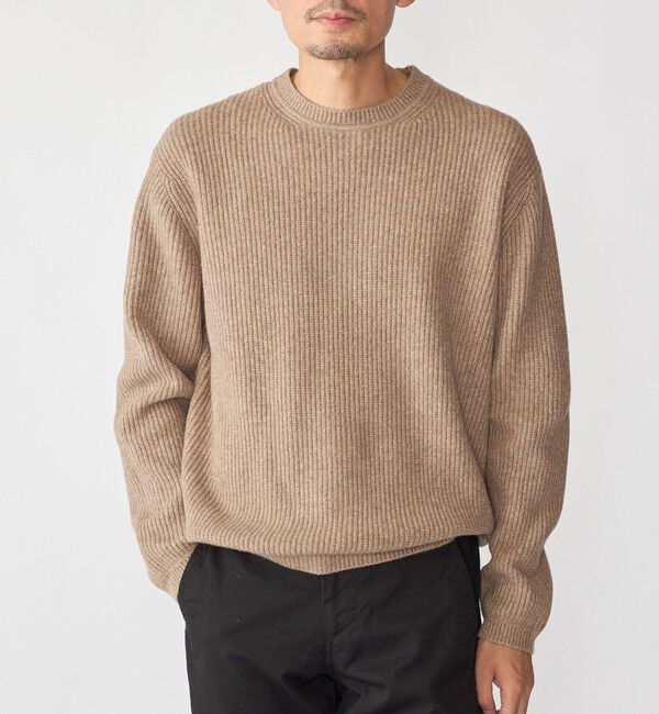 SHIPS「SHIPS: 〈手洗い可能〉7ゲージ ブラッシュド クルーネック プルオーバー」|ニット・セーター|ベージュ系