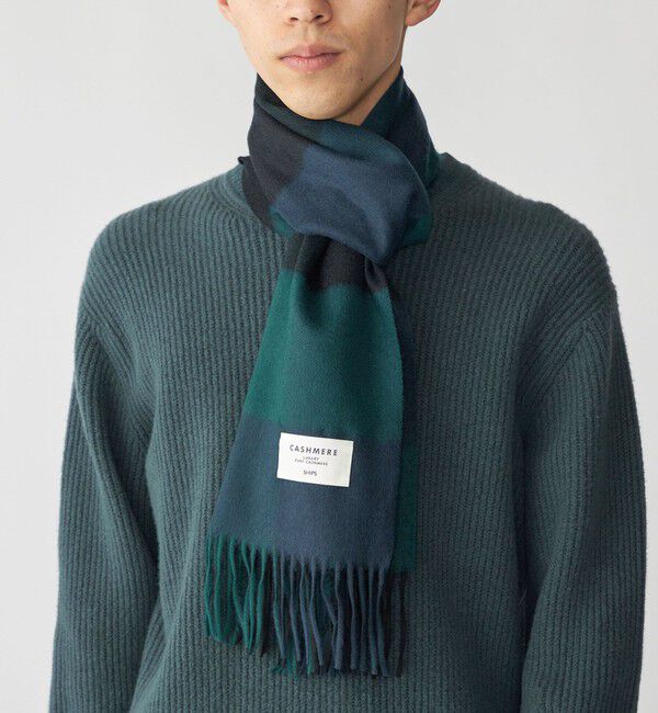 SHIPS「SHIPS: カシミヤ シングル 3ブロック マフラー」|マフラー|ネイビー