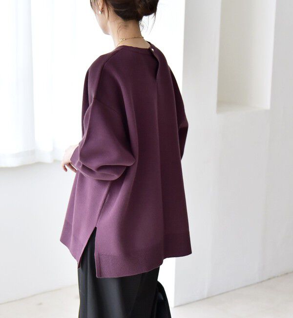 quaranciel「quaranciel:〈手洗い可能〉ダブルフェイス パールモチーフ ワイド ニット プルオーバー」|ニット・セーター|