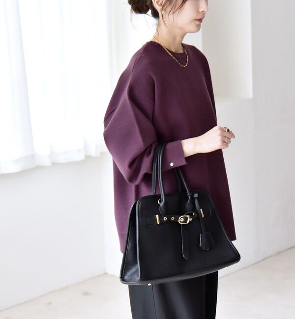 quaranciel「quaranciel:〈手洗い可能〉ダブルフェイス パールモチーフ ワイド ニット プルオーバー」|ニット・セーター|