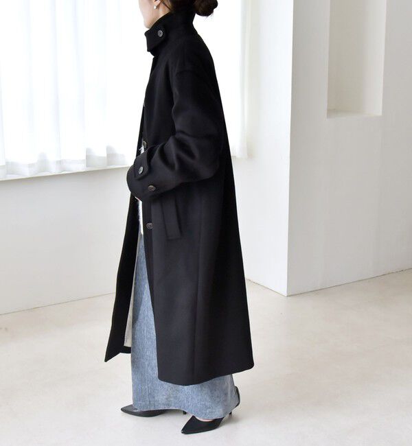 quaranciel「quaranciel: PURE WOOL スタンド & ステンカラー ロング コート」|ステンカラーコート|