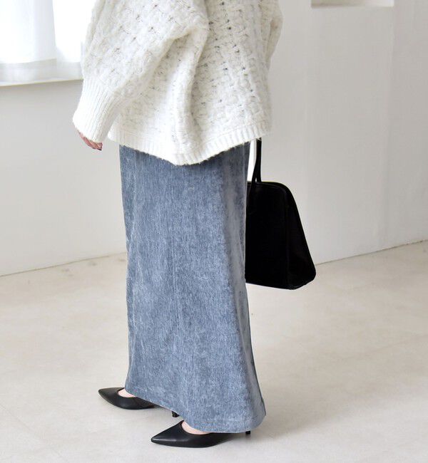 quaranciel「quaranciel:〈洗濯機可能〉ポリエステル ベロア Iライン イージー スカート」|スカート|