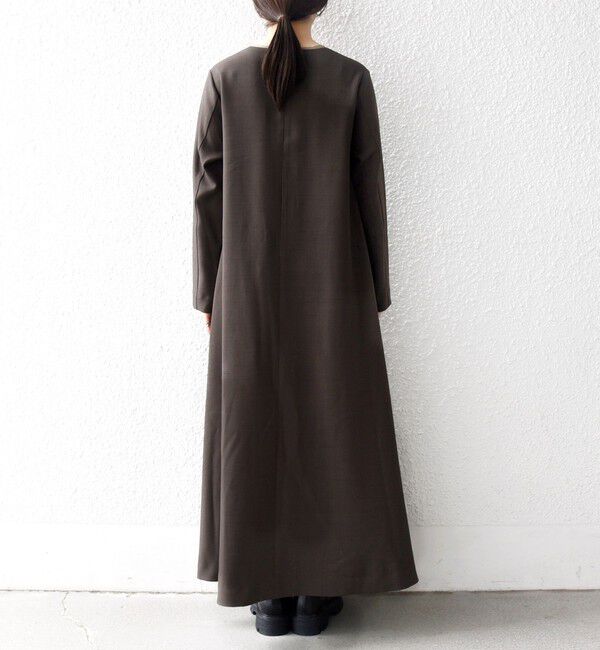 SHIPS any「SHIPS any: ウーステッド パイピング ボタン ロングスリーブ フレア ワンピース」|ワンピース|