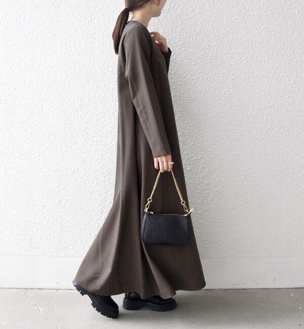 SHIPS any「SHIPS any: ウーステッド パイピング ボタン ロングスリーブ フレア ワンピース」|ワンピース|