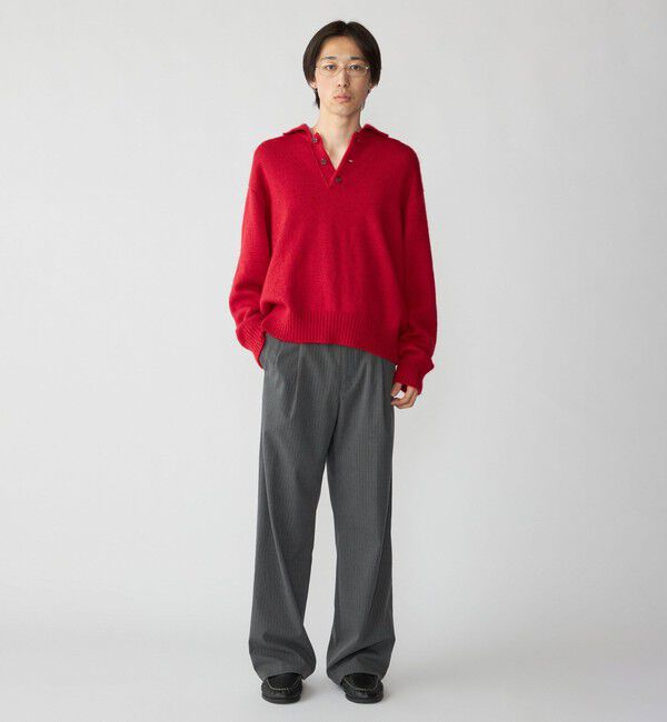 SHIPS「City Ambient Products: チェック＆ストライプ 2タック ワイド スラックス」|スラックス|