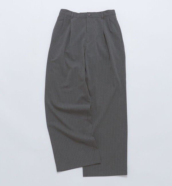 SHIPS「City Ambient Products: チェック＆ストライプ 2タック ワイド スラックス」|スラックス|