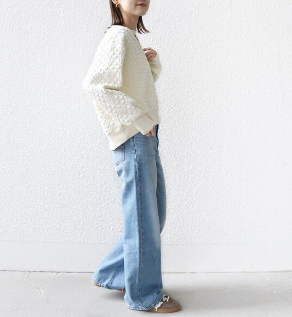 SHIPS for women「【WEB限定】〈手洗い可能〉キルティング ジャカード キーネック プルオーバー」|Tシャツ・カットソー|