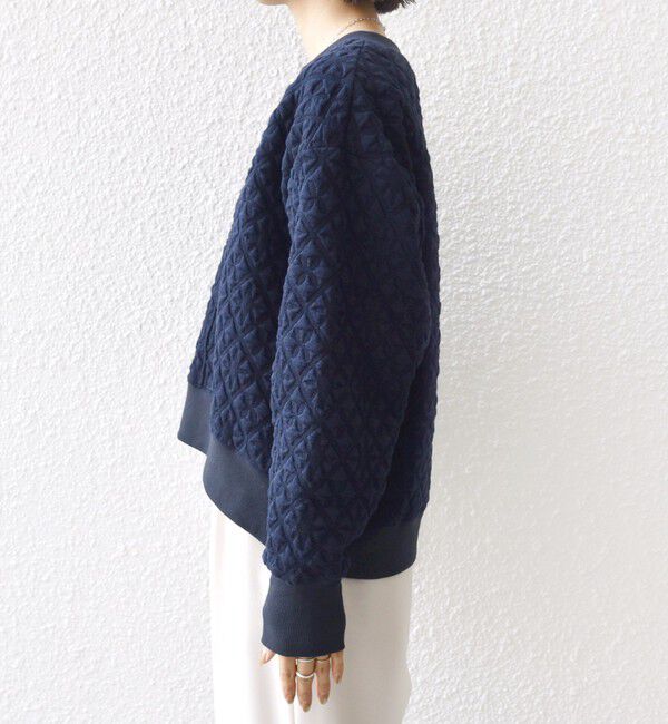 SHIPS for women「【WEB限定】〈手洗い可能〉キルティング ジャカード キーネック プルオーバー」|Tシャツ・カットソー|