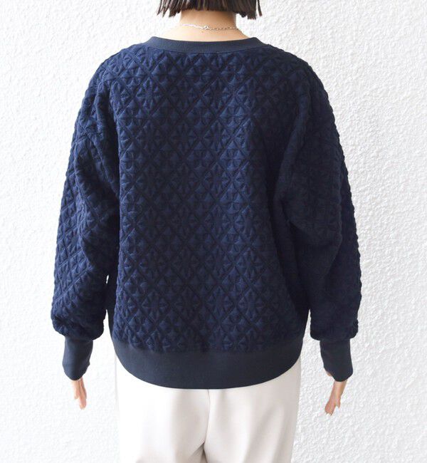 SHIPS for women「【WEB限定】〈手洗い可能〉キルティング ジャカード キーネック プルオーバー」|Tシャツ・カットソー|